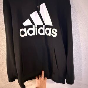 adidas Black Hoodie with White Logo